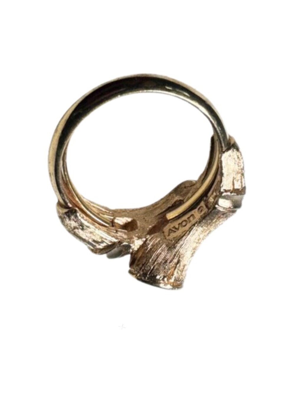 Vintage Avon Bamboo Gold Tone Adjustable Ring 1972 Bamboo Magic Size 6–7.5 - Picture 3 of 5